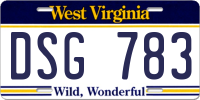 WV license plate DSG783