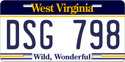 WV license plate DSG798