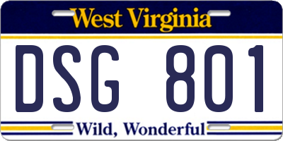 WV license plate DSG801