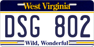 WV license plate DSG802