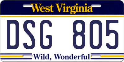 WV license plate DSG805