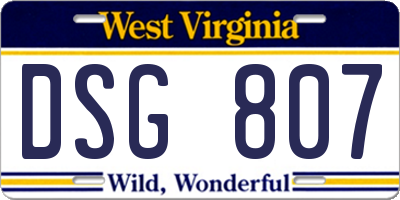 WV license plate DSG807