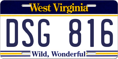 WV license plate DSG816