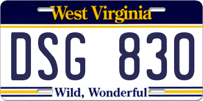 WV license plate DSG830