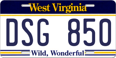 WV license plate DSG850