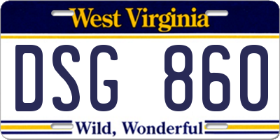 WV license plate DSG860