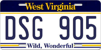 WV license plate DSG905
