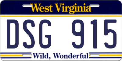 WV license plate DSG915