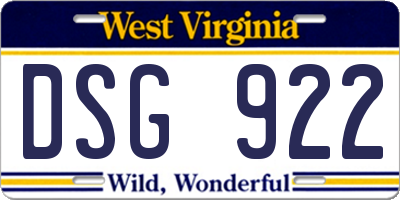 WV license plate DSG922