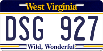 WV license plate DSG927