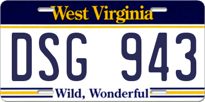 WV license plate DSG943