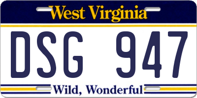 WV license plate DSG947