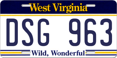 WV license plate DSG963