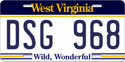 WV license plate DSG968