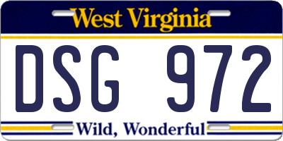 WV license plate DSG972