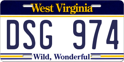 WV license plate DSG974