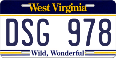 WV license plate DSG978