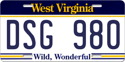 WV license plate DSG980