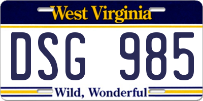 WV license plate DSG985
