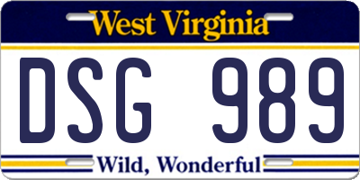 WV license plate DSG989