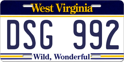 WV license plate DSG992