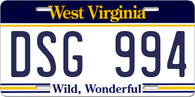 WV license plate DSG994