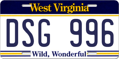 WV license plate DSG996