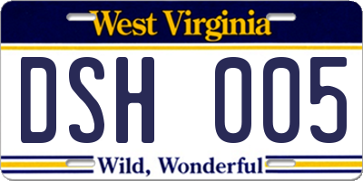 WV license plate DSH005