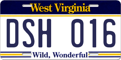 WV license plate DSH016