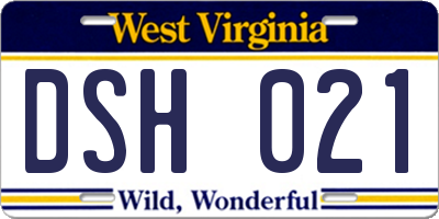 WV license plate DSH021