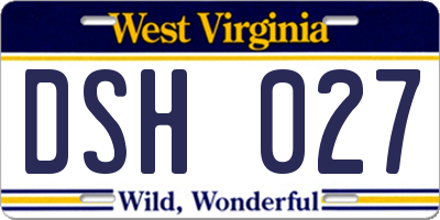 WV license plate DSH027