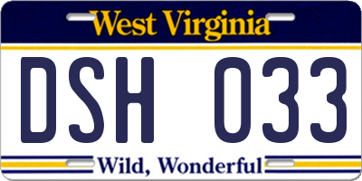 WV license plate DSH033