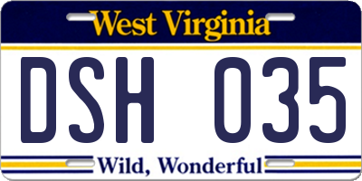 WV license plate DSH035