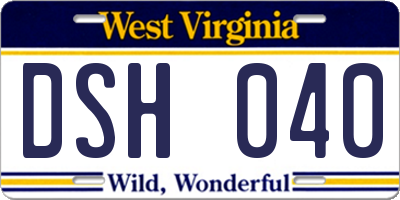 WV license plate DSH040