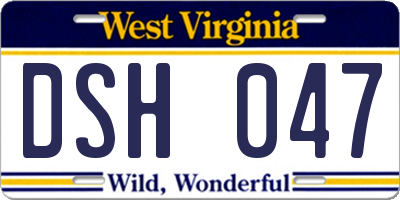 WV license plate DSH047