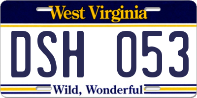 WV license plate DSH053