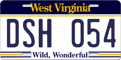 WV license plate DSH054