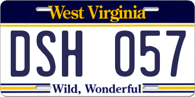 WV license plate DSH057