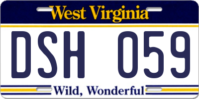 WV license plate DSH059