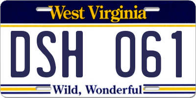 WV license plate DSH061
