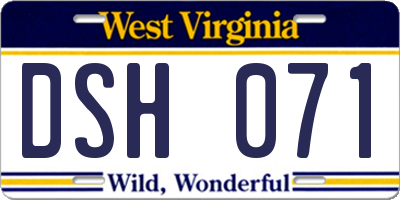 WV license plate DSH071