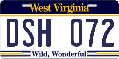 WV license plate DSH072