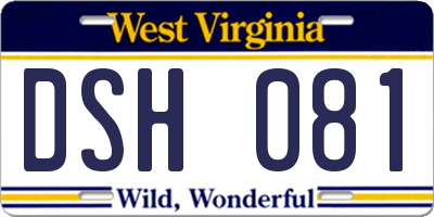 WV license plate DSH081