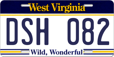 WV license plate DSH082