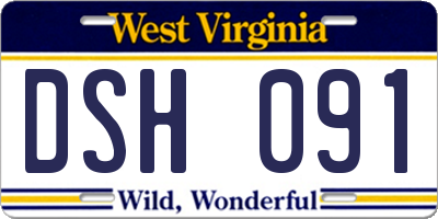 WV license plate DSH091