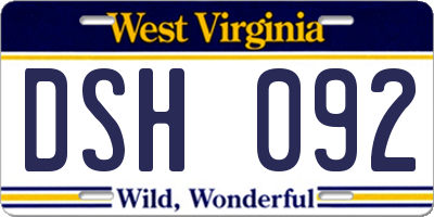 WV license plate DSH092
