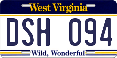 WV license plate DSH094