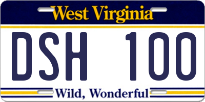 WV license plate DSH100