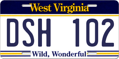 WV license plate DSH102