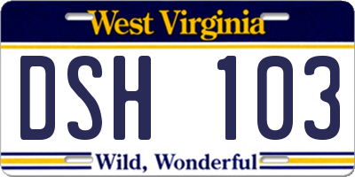 WV license plate DSH103